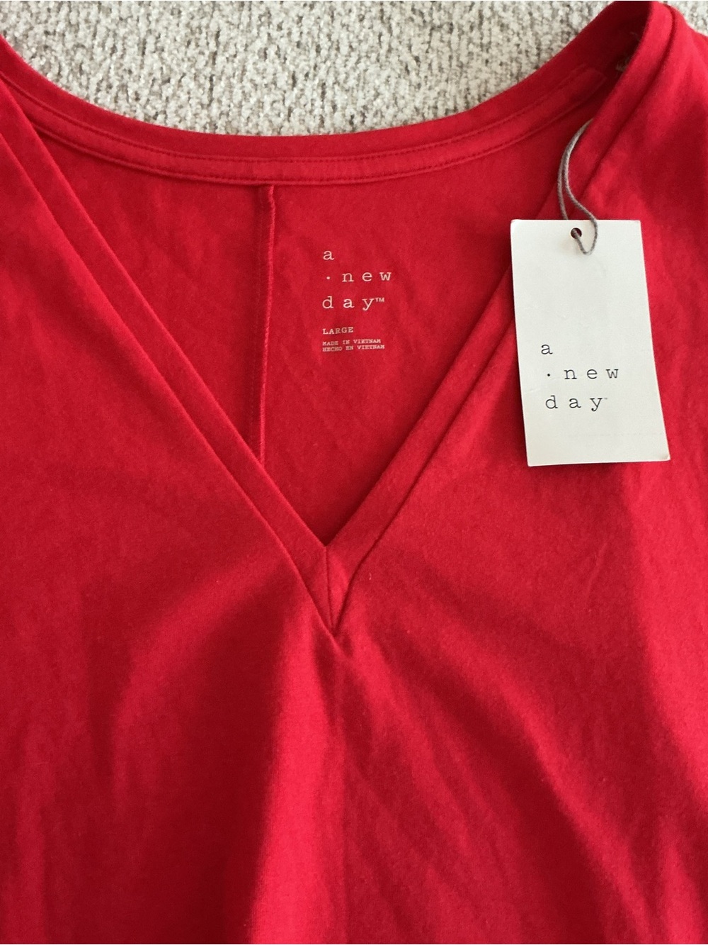 A New Day Red V-Neck Sleeveless Dress L - Picture 3 of 4
